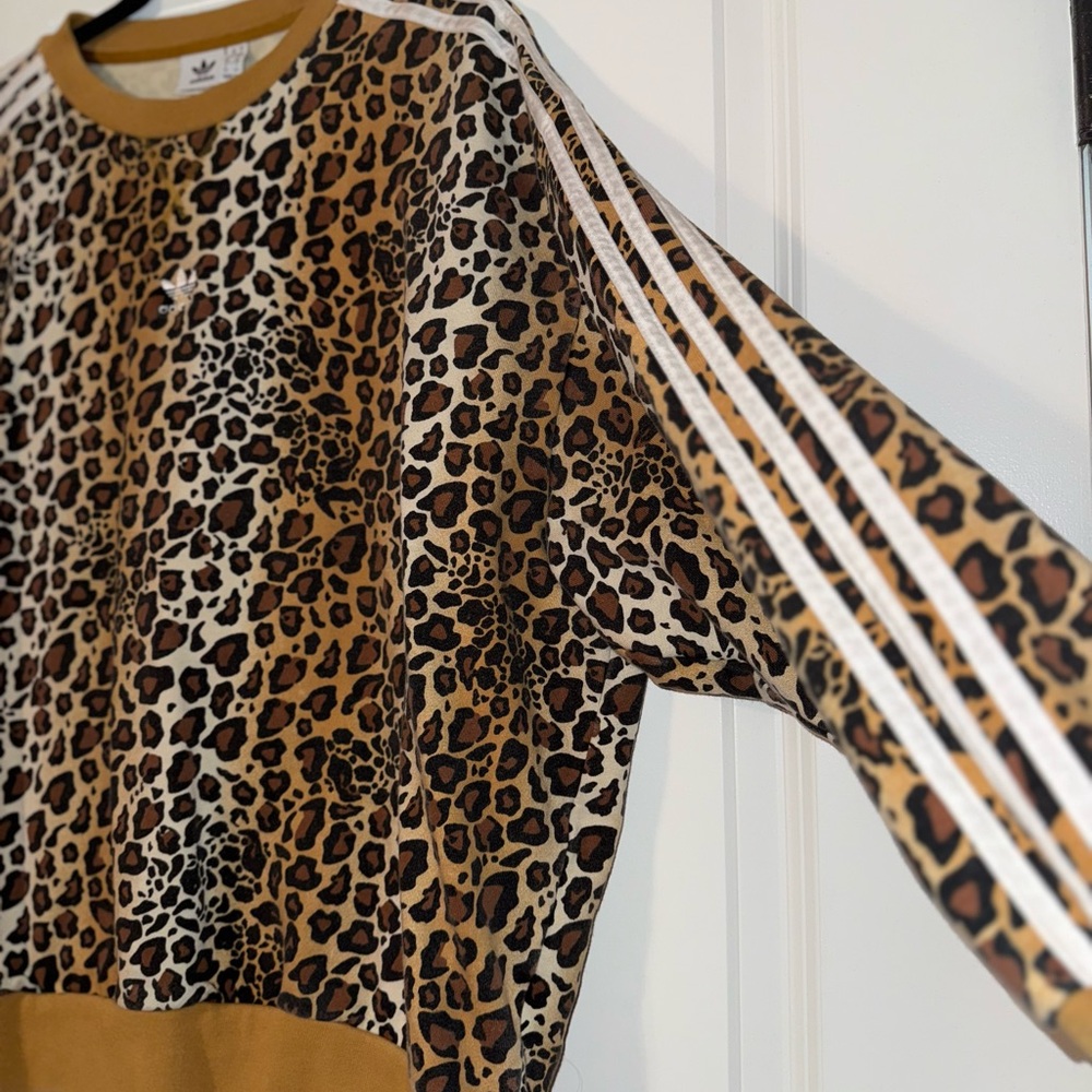 Adidas Brown Leopard Print Crewneck - Picture 6 of 10